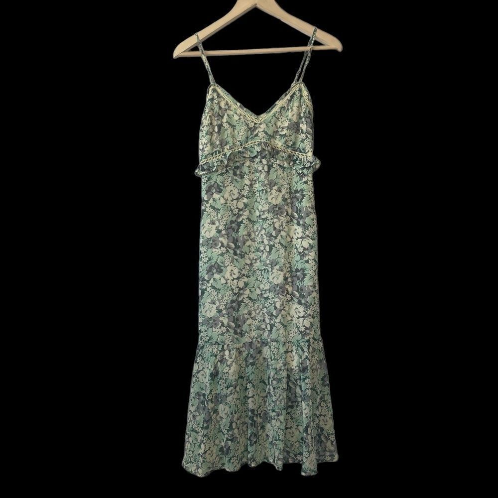 Lush Clothing NWT Green/Grey Muted Floral Midi Slipdress‎ Sz S